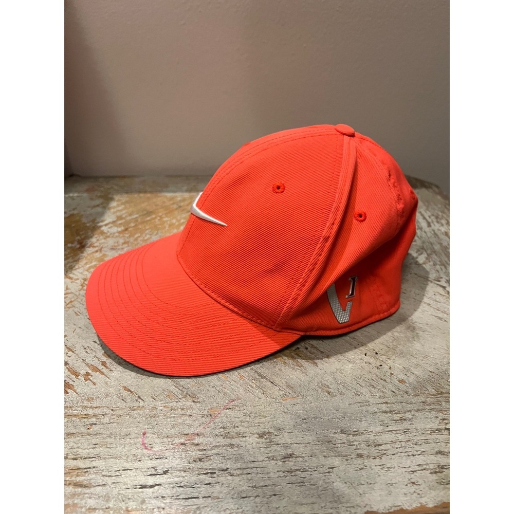 Nike Golf 20XI Flexfit Hat Neon Orange Crimson VR Logo Swoosh Cap Womens - Picture 2 of 7